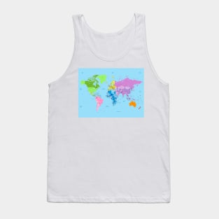 Bright World map listing capital cities Tank Top